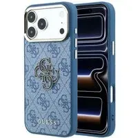 Custodia per Apple iPhone 18 Pro Max / 17 Pro Max, Guess, Logo 4G Grande in Resina, Blu