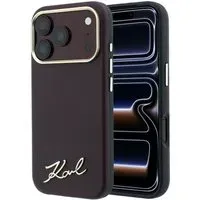 Custodia MagSafe per Apple iPhone 18 Pro Max / 17 Pro Max, Karl Lagerfeld, Saffiano Small Script Metal Logo, Vinaccia