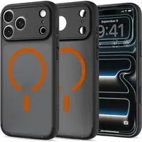 Custodia MagSafe per Apple iPhone 18 Pro Max / 17 Pro Max, Spigen, Ultra Hybrid, Nera Arancione Satinata ACS12125