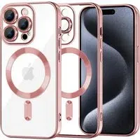 Custodia MagSafe per Apple iPhone 15 Pro, Techsuit, Luxury Crystal, Rosa