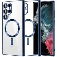 Custodia MagSafe per Samsung Galaxy S22 Ultra 5G S908, Techsuit, Luxury Crystal, Blu Scuro