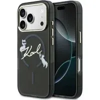 Custodia MagSafe per Apple iPhone 18 Pro, Karl Lagerfeld, IML Choupette Karl Script Logo, Nera
