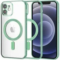 Custodia MagSafe per Apple iPhone 12, Techsuit, Luxury Crystal, Verde Chiaro