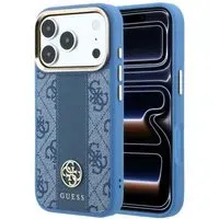 Custodia MagSafe per Apple iPhone 18 Pro / 17 Pro, Guess, 4G Stripe Round Classic Logo, Blu