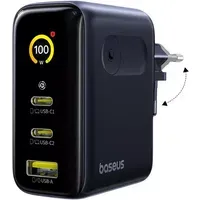 Caricatore da rete Baseus PicoGo AE21 Display, 100W, 5A, 1 x USB-A - 2 x USB-C, Nero E0121B00