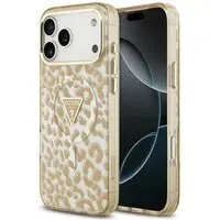 Custodia MagSafe per Apple iPhone 18 Pro Max / 17 Pro Max, Guess, Logo Triangolo Glitter Leopardo, Marrone