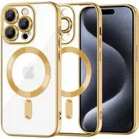 Custodia MagSafe per Apple iPhone 15 Pro, Techsuit, Luxury Crystal, Dorata
