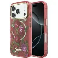 Custodia MagSafe per Apple iPhone 18 Pro Max / 17 Pro Max, Guess, IML Glitter Blossom Roses, Vinaccia