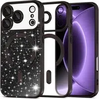 Custodia MagSafe per Apple iPhone 18 Pro / 17 Pro, Techsuit, Luxury Glitter, Nera