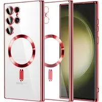 Custodia MagSafe per Samsung Galaxy S23 Ultra S918, Techsuit, Luxury Crystal, Rossa