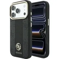 Custodia MagSafe per Apple iPhone 18 Pro Max / 17 Pro Max, Guess, 4G Stripe Round Classic Logo, Nera