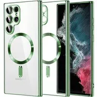 Custodia MagSafe per Samsung Galaxy S22 Ultra 5G S908, Techsuit, Luxury Crystal, Verde Chiaro
