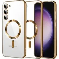 Custodia MagSafe per Samsung Galaxy S23 S911, Techsuit, Luxury Crystal, Dorata