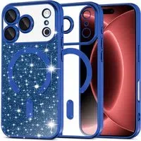 Custodia MagSafe per Apple iPhone 18 Pro Max / 17 Pro Max, Techsuit, Luxury Glitter, Blu Scuro