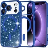 Custodia MagSafe per Apple iPhone 18 Pro / 17 Pro, Techsuit, Luxury Glitter, Blu Scuro