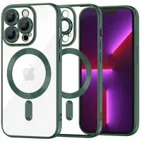 Custodia MagSafe per Apple iPhone 13 Pro, Techsuit, Luxury Crystal, Verde Scuro