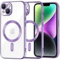 Custodia MagSafe per Apple iPhone 14, Techsuit, Luxury Crystal, Viola Chiaro