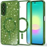 Custodia MagSafe per Samsung Galaxy A27 5G, Techsuit, Luxury Glitter, Verde Scuro