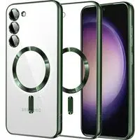 Custodia MagSafe per Samsung Galaxy S23 S911, Techsuit, Luxury Crystal, Verde Scuro