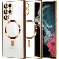 Custodia MagSafe per Samsung Galaxy S22 Ultra 5G S908, Techsuit, Luxury Crystal, Dorata