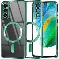 Custodia MagSafe per Samsung Galaxy S21 FE 5G G990, Techsuit, Luxury Crystal, Verde Chiaro