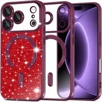 Custodia MagSafe per Apple iPhone 18 Pro / 17 Pro, Techsuit, Luxury Glitter, Bordeaux Scuro