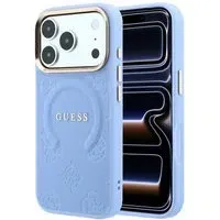 Custodia MagSafe per Apple iPhone 18 Pro / 17 Pro, Guess, Saffiano Peony Ring, Blu