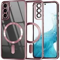 Custodia MagSafe per Samsung Galaxy S22 5G S901, Techsuit, Luxury Crystal, Rosa