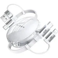 Cavo dati e ricarica USB-C / USB-A - USB-C / Lightning Lisen, 60W, 1m, Bianco YL0123030001