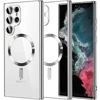 Custodia MagSafe per Samsung Galaxy S22 Ultra 5G S908, Techsuit, Luxury Crystal, Argento