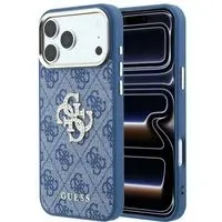 Custodia per Apple iPhone 18 Pro / 17 Pro, Guess, 4G Big Strass Logo, Blu