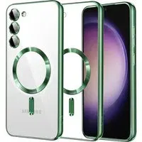 Custodia MagSafe per Samsung Galaxy S23 S911, Techsuit, Luxury Crystal, Verde Chiaro