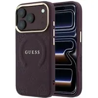 Custodia MagSafe per Apple iPhone 18 Pro Max / 17 Pro Max, Guess, Saffiano Peony Ring, Vinaccia
