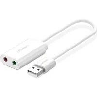 Scheda audio USB UGREEN US205, 2 x Jack 3.5mm, Bianca — 3