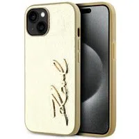 Custodia per Apple iPhone 15, Karl Lagerfeld, Metal Signature, Dorata — 3
