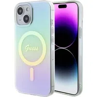 Custodia MagSafe per Apple iPhone 15 Plus, Guess, IML Iridescent, Turchese — 3