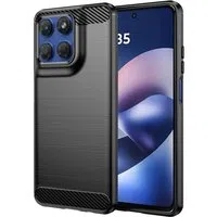 Custodia per Motorola Moto G47 / G37 Power / G37 / G67 Power / G57 Power, Techsuit, Carbonio, Nera — 3
