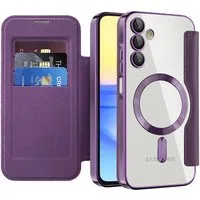 Custodia MagSafe per Samsung Galaxy A15 5G A156 / A15 A155, Techsuit, SmartMag Book, Viola — 3