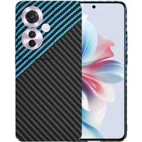 Custodia per Oppo Reno11 F, Techsuit, Carbonite FiberShell, Nero Bleu — 3