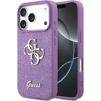 Custodia per Apple iPhone 17 Pro, Guess, Fixed Glitter Big 4G, Viola — 3