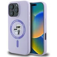 Custodia MagSafe per Apple iPhone 16 Pro, Karl Lagerfeld, Silicone Ring Karl & Choupette, Viola — 3