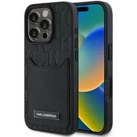 Custodia per Apple iPhone 16 Pro, Karl Lagerfeld, Cardslots Monogram, Nera — 3