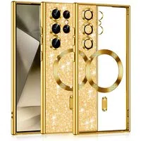 Custodia MagSafe per Samsung Galaxy S24 Ultra S928, Techsuit, Luxury Glitter, Dorata
