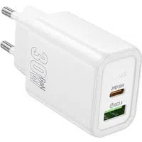 Caricabatterie Rete HOCO N63, 30W, 3A, 1 x USB-A - 1 x USB-C, Bianco — 3
