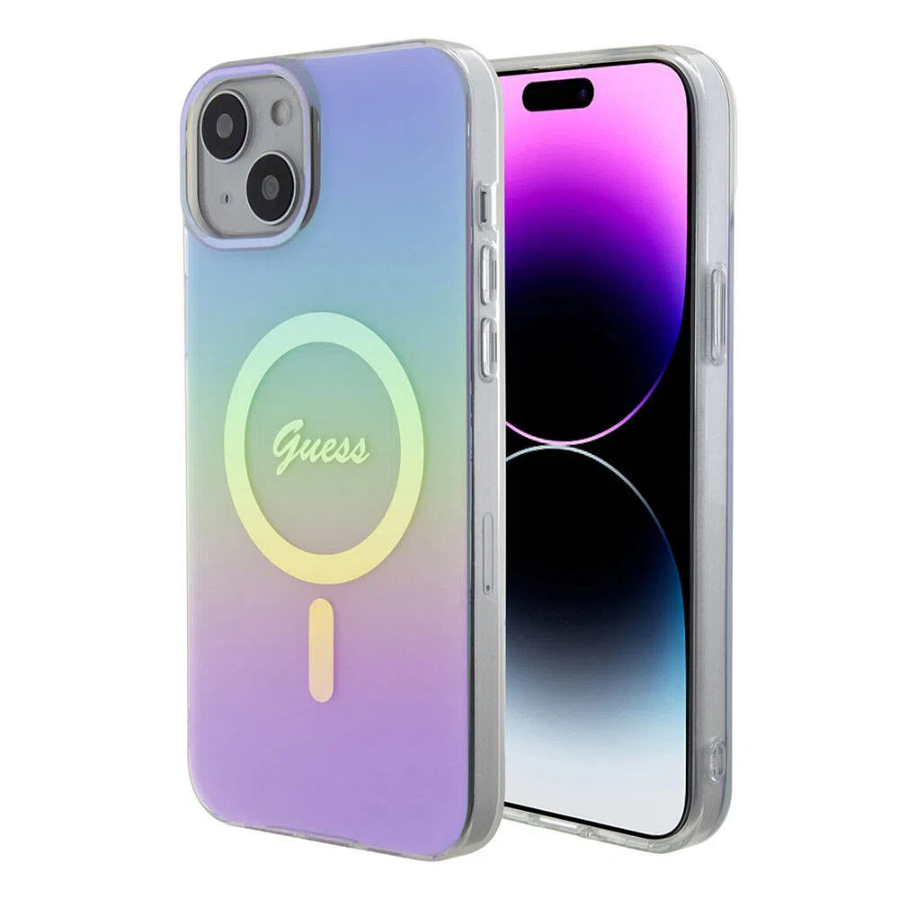 Custodia MagSafe per Apple iPhone 15, Guess, IML Iridescente, Viola — 2