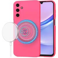 Custodia MagSafe per Samsung Galaxy A15 A155, Techsuit, SoftFlex, Rosa Scuro — 3