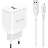 Caricabatterie da rete con cavo USB-C Dudao A20EU, 18W, 3A, 1 x USB-A, Bianco — 3