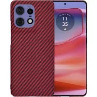 Custodia per Motorola Edge 50 Pro, Techsuit, Carbonite FiberShell, Rossa — 3