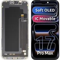 Display con Touchscreen MP compatibile con Apple iPhone 17 Pro Max, con Cornice, Versione Soft OLED FHD 120Hz IC Movable, Nero — 3