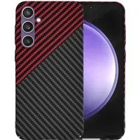 Custodia per Samsung Galaxy S23 FE S711, Techsuit, Carbonite FiberShell, Nero Rosso — 3